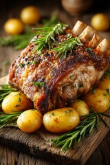 Schweinshaxe (Pork Knuckle): Roasted pork knuckle with golden crackling skin, surrounded by sauerkraut and hearty potatoes.