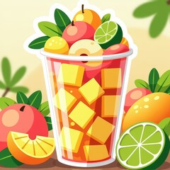 Special drink of colorful summer fruits