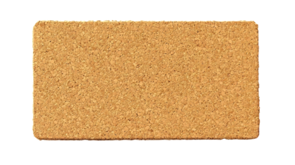 A textured cork board, isolated on a pure white background, empty, rustic