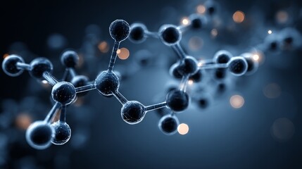 Fototapeta premium Blue molecular structure in cosmic void, symbolizing scientific exploration and discovery 