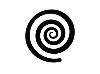 Spiral silhouette. Image shows a black silhouette of a spiral, a curved line that winds around a central point. Vector clipart illustration design.