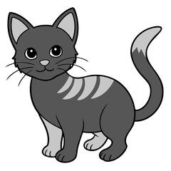 Vector illustration of a cute gray cat, pet