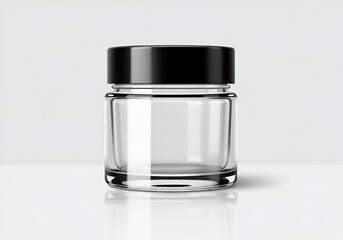 High-Quality Empty Glass Jar with Black Lid Mockup