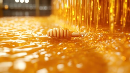 Viscous Golden Honey Cascading in Streams with a Dipper Submerged in Sweetness