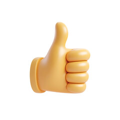 3D Render of a Cartoon Thumbs Up Gesture on Transparent Background