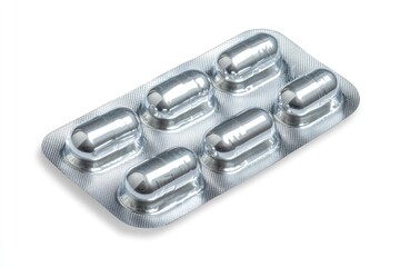 Silver Shield Blister Pack of Capsules with Isolated on White, and Medicine.