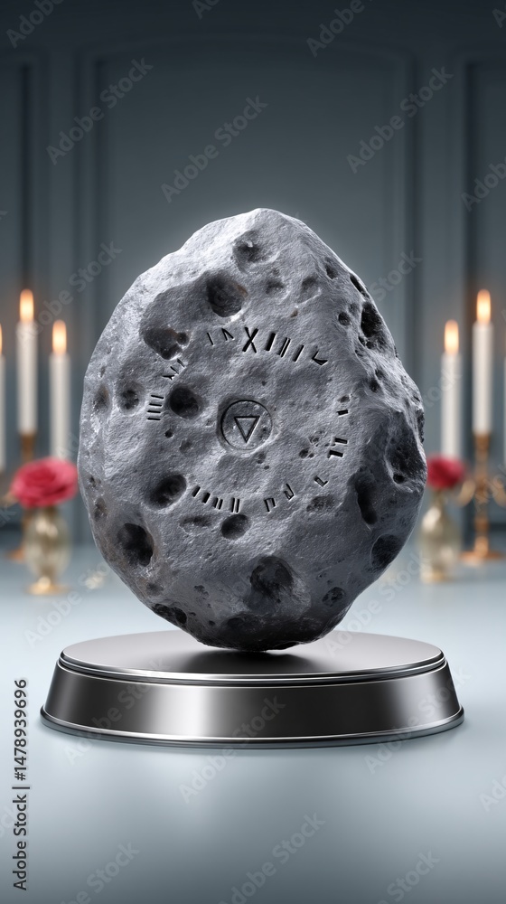 Poster mysterious sigils carved into obsidian stone, pulsating with dark energy, surrounded by flickering c