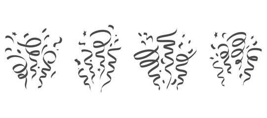 Confetti vector explosion isolated on white background. Elements for birthday party and carnival celebration. Falling serpentine and burst of firework for surprise and gift decoration