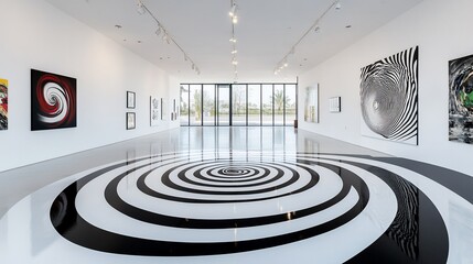 Modern art gallery with spiral floor