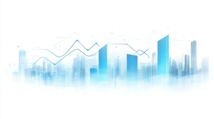 Minimalistic line and bar graph with a white background, showing clear data trends in shades of blue and grey for a clean, professional look