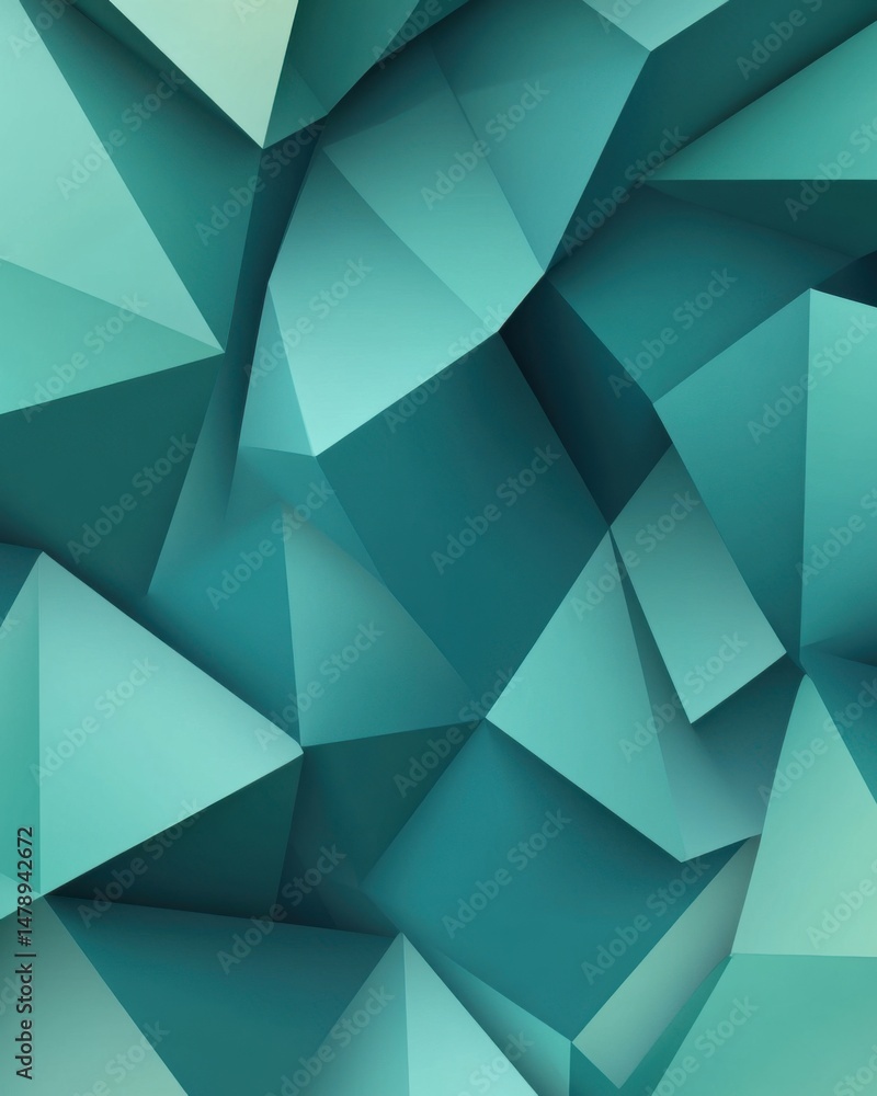 Poster abstract teal polygon surface background design with geometric shapes and modern style in studio sho