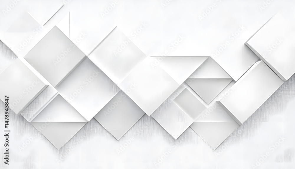 Poster abstract white background with texture pattern, layered geometric triangle shapes, white and grey gl