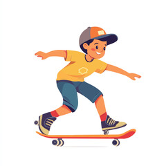 Fototapeta premium boy skatin in summer outfit