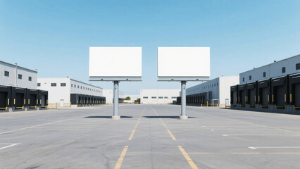 Fototapeta premium Twin billboards on empty industrial lot