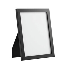 Standing black picture frame showcasing a blank white insert against a stark black background