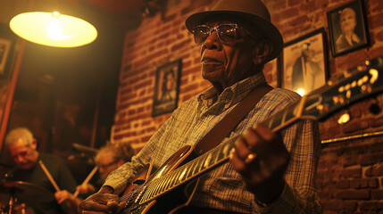 Inside a smoky blues bar during the International Blues Challenge, an aging guitarist bends over his vintage Gibson