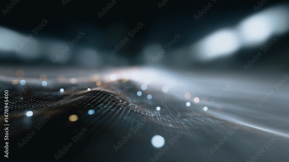 Poster data stream of light: an artistic representation of information flowing through a digital network. a