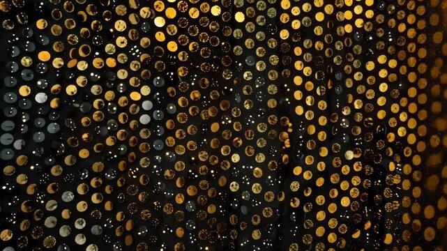 This striking video features a grunge banner adorned with shimmering gold glitter dots. The abstract noise dotwork pattern creates a visually captivating design, perfect for artistic projects.
