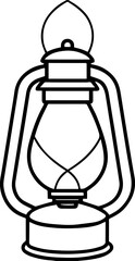 kerosene light outline vector illustration, line art