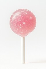 Pink Lollipop Close Up Isolated on White Background Studio Shot Sweet Treat Candy Confectionery Single Object Dessert Round Shape