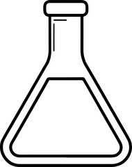 laboratory flask outline vector illustration, line art