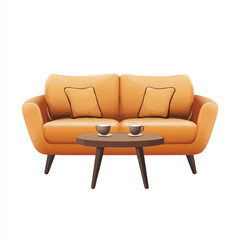 Fototapeta premium cozy sofa with two pillows and a small coffee table