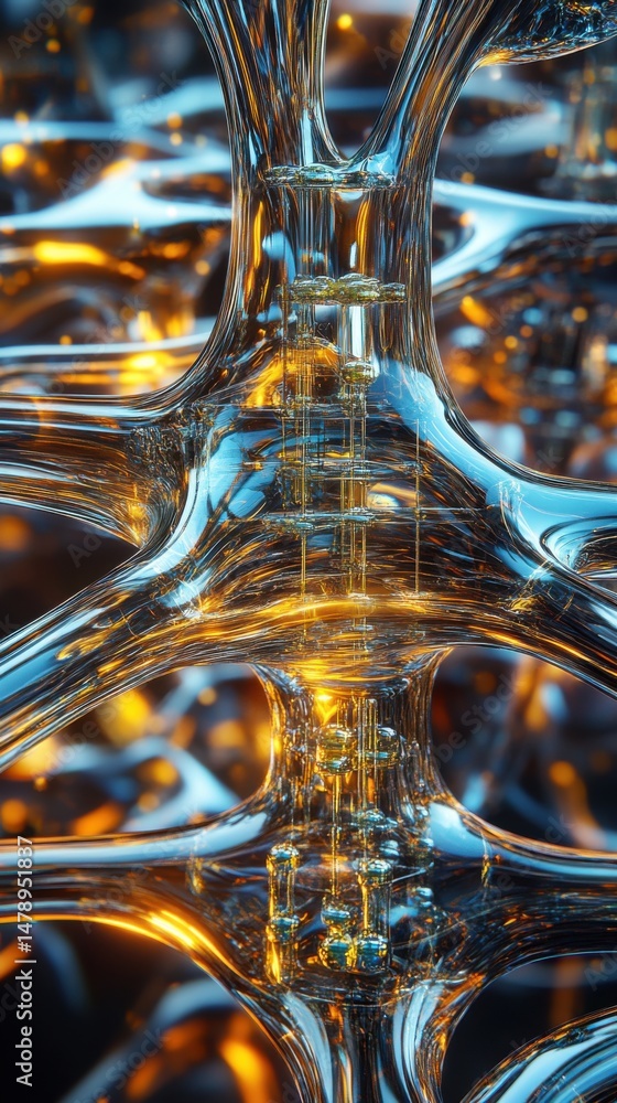 Poster Neural Network Structure Close Up Abstract Rendering Artificial Intelligence Concept Futuristic Technology Background
