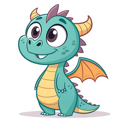 Obraz premium Adorable Clipart of a Smiling Cartoon Dragon Perfect for Kids Projects