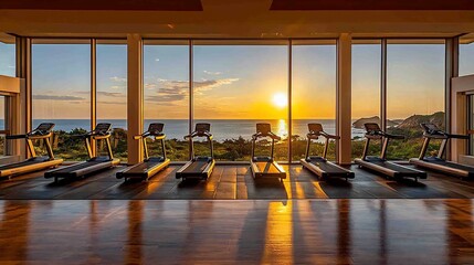 Sunrise gym overlooking the sea