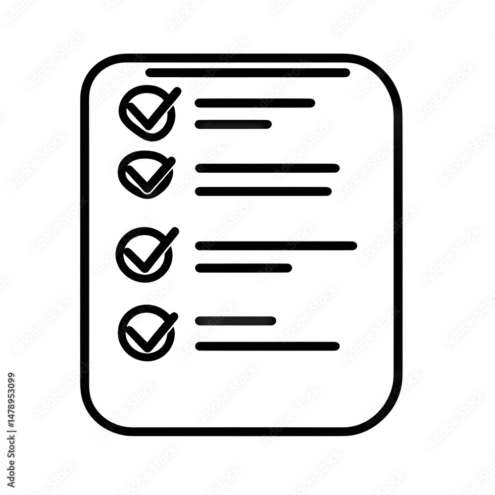 Poster a simple line drawing of a checklist with four checkmarks