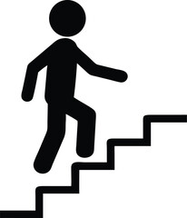 Success stairs up vector Icon. People go up stairs. icon related to career, business climb, success.   silhouette icon style design. Simple  editable vector design.