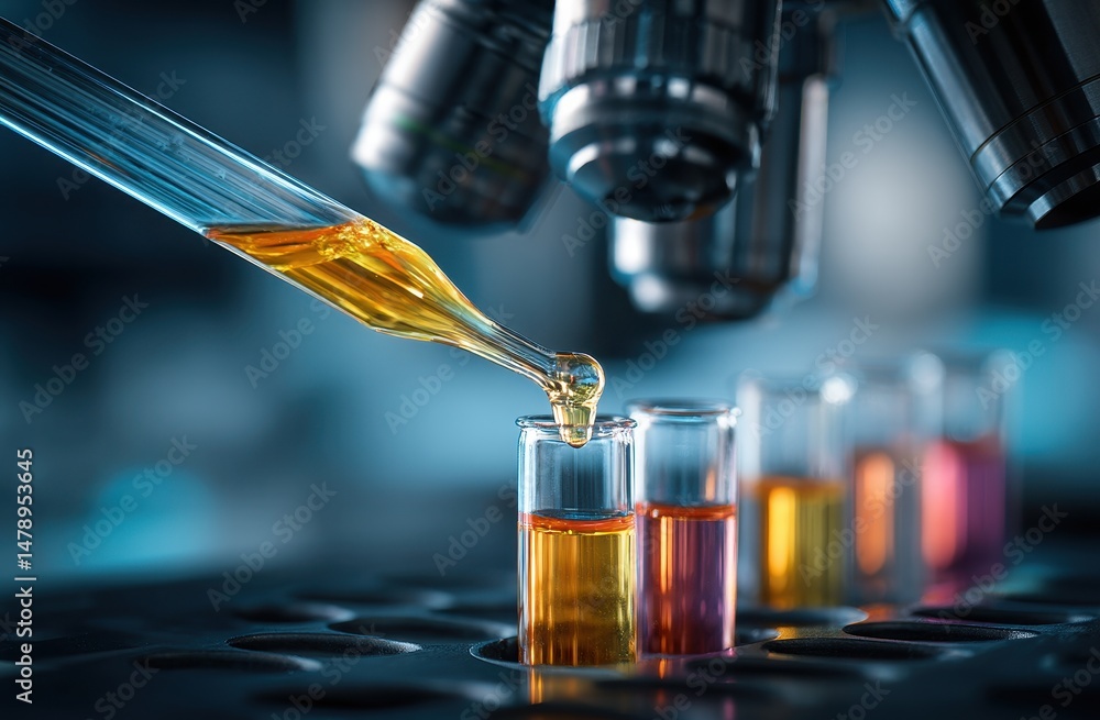 Poster close-up laboratory experiment with a liquid sample.