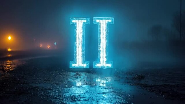 Glowing Roman numeral II illuminated in misty fog with reflections below.