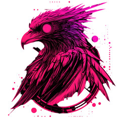 Fierce digital art of a stylized pink eagle urban environment graphic illustration futuristic concept