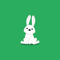 Cute bunny rabbit icon logo flat vector design