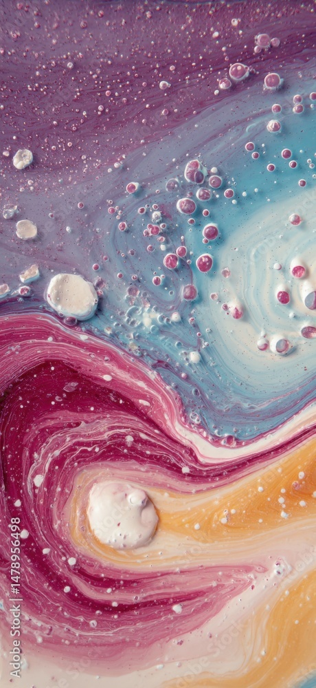 Poster beautiful abstract swirl of colors with bubbles and textures creating a mesmerizing pattern in shade