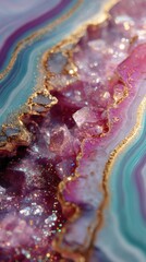 Beautiful close-up of agate with vibrant colors and sparkling crystals showcasing natural artistry