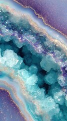 Beautiful blue and purple agate crystal formation displaying natural patterns and texture in vibrant detail