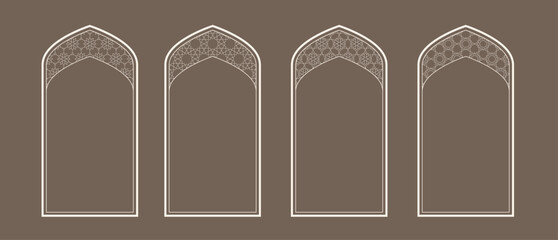 Decorative Islamic window designs showcasing intricate patterns in geometric shape