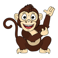 Cute Monkey Animal Cartoon Illustration