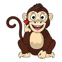 Cute Monkey Animal Cartoon Illustration