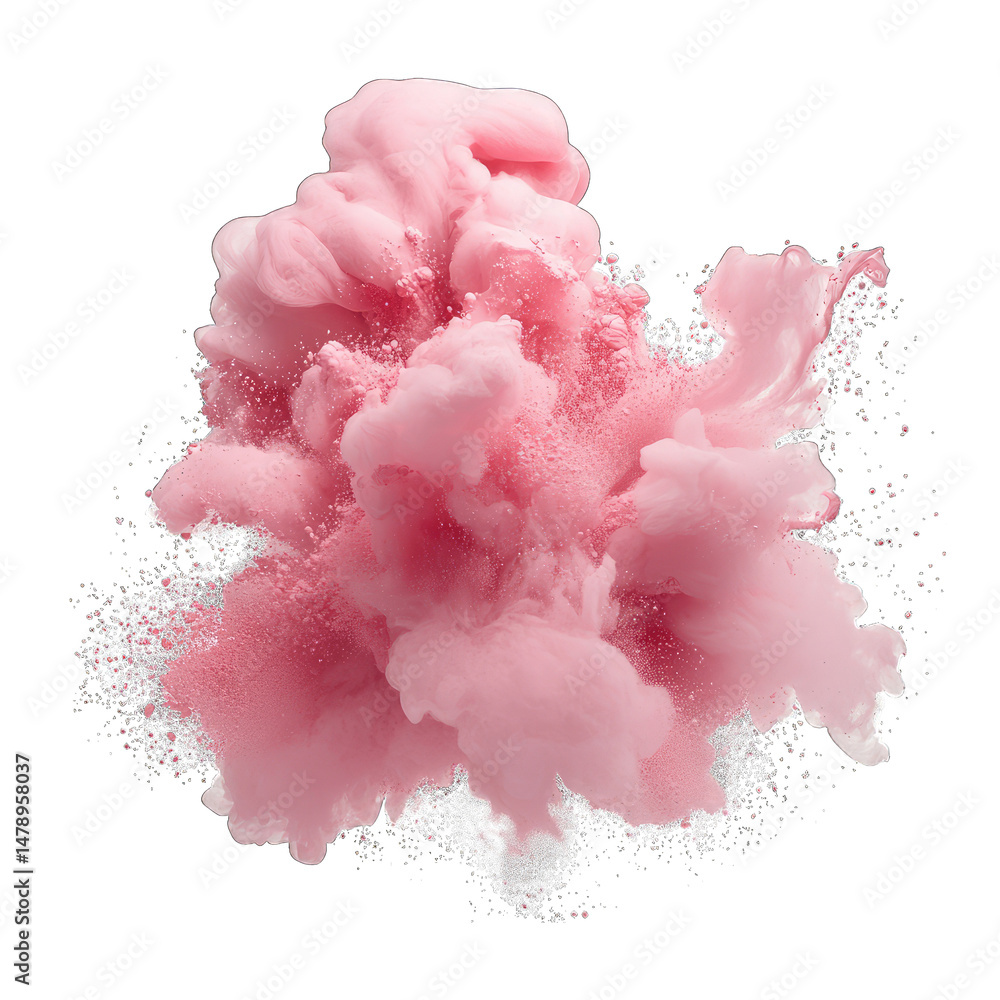 Poster pink ink explosion in water isolated on transparent background the ink creates a dynamic and abstrac