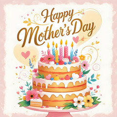 Happy Mothers Day cake with Greeting Card Design
