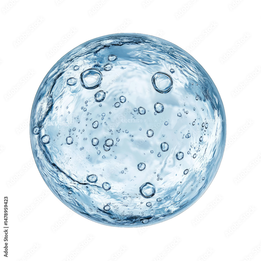 Poster a clear gel sphere with air bubbles isolated on a transparent background the gel is transparent and 