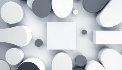 Geometric Abstract Background with White and Gray Shapes for Minimalist Designs and Modern Compositions