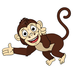 Cute Monkey Animal Cartoon Illustration