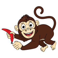 Cute Monkey Animal Cartoon Illustration