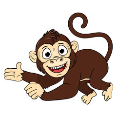 Cute Monkey Animal Cartoon Illustration