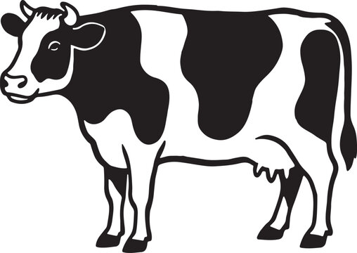  jersey cow silhouette vector illustration, cow black silhouette on a white background