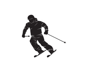 skier on a snowboard